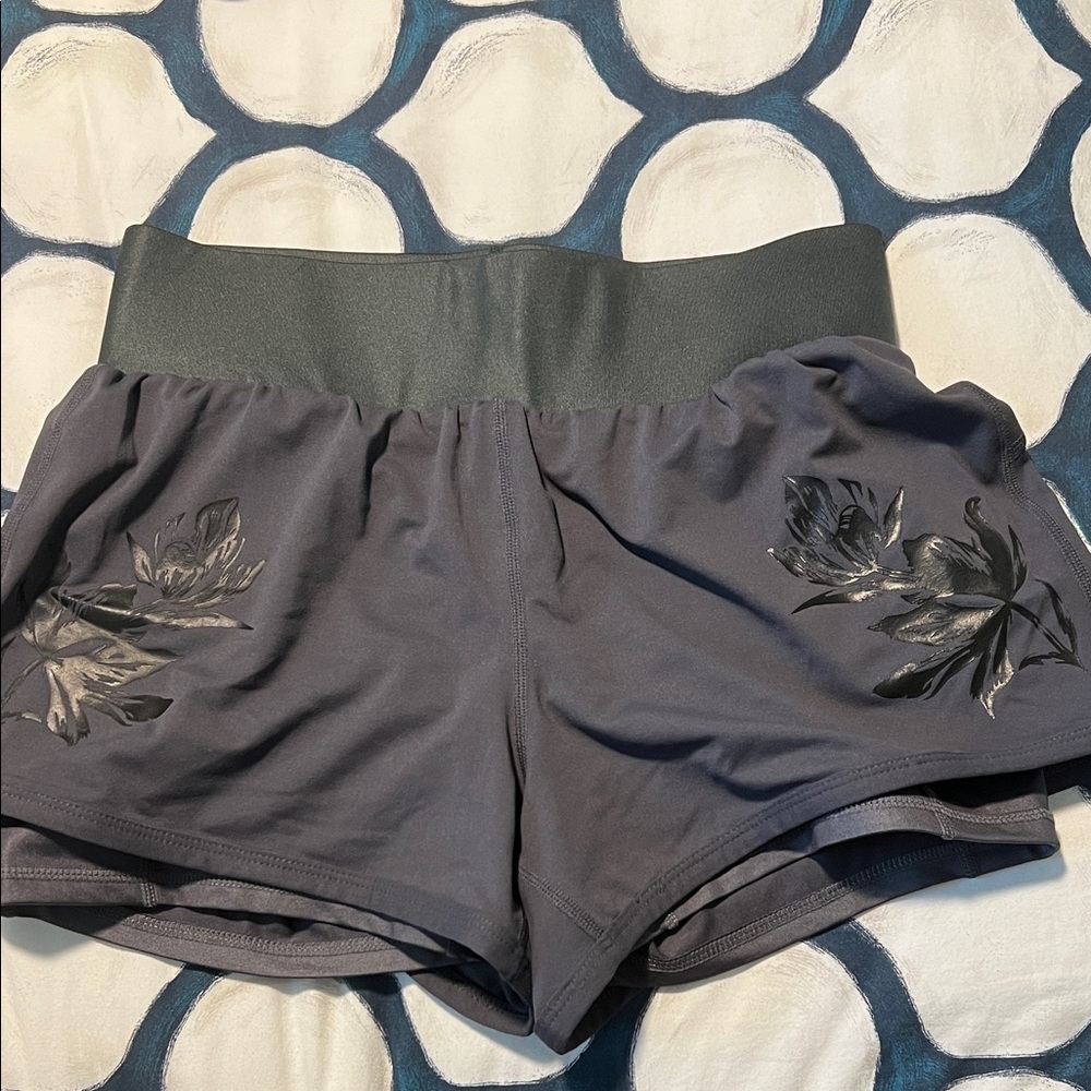Fabletics Charcoal Floral Athletic Shorts